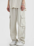 Orangehood White Cargo Pants for Men Hip Hop White Cargo Trousers Male Vintage Japanese Streetwear Casual Safari Style Pocket Zip