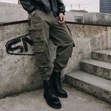 Orangehood Autumn Winter New Male Loose Casual Pockets Solid Color Cargo Pants Homme Fashion Harajuku Y2K All-match Trousers Men's Clothing