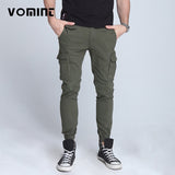 New men's pants Elastic foot close Skinny Pants Tactical military Men's Cargo Pants Multi-pocket Overalls  (No Belt)