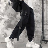 Orangehood   Cargo Pants Men Chains Pocket Punk Black Sweatpants Gothic Harajuku Jogger Trousers Women Clothing Hip-Hop Streetwear Techwear