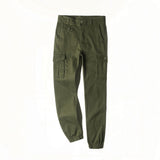 New men's pants Elastic foot close Skinny Pants Tactical military Men's Cargo Pants Multi-pocket Overalls  (No Belt)