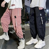 Orangehood   Cargo Pants Men's Fashion Loose Casual Pantalones Hombre Pink Hip Hop Sports Trousers Japanese Streetwear Black Sweatpants