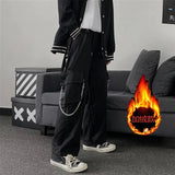 Orangehood   Goth Punk Black Cargo Pants With Chain Streetwear Men Wide Leg Trousers Harajuku Hip Hop Hombre Casual Joggers Pantalon Homme