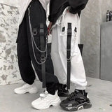 Orangehood   Cargo Pants Men Chains Pocket Punk Black Sweatpants Gothic Harajuku Jogger Trousers Women Clothing Hip-Hop Streetwear Techwear