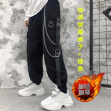 Orangehood   Black Sweatpants Gothic Harajuku Jogger Trousers Men Chains Pocket Punk Cargo Pants Women Clothing Hip-Hop Streetwear Techwear