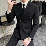 suit 2024 Korean-Style Slim-Fit Youth Suit Suit Suit Pants Ruffle Handsome Light Mature Coat Polo Collar Suit Suit Men