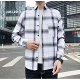 fall outfit men Spring and Autumn Plaid Long-Sleeved Shirt Men's Trendy Korean Style Handsome Slim Fit Autumn Men's Shirt Versatile Casual Men's Clothing