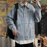 fall fits men Denim Coat for Boys Spring and Autumn New Korean Style Trendy Ins Casual Retro Jacket Fashionable Ruan Handsome Loose Top