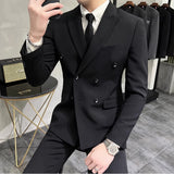 suit 2024 Korean-Style Slim-Fit Youth Suit Suit Suit Pants Ruffle Handsome Light Mature Coat Polo Collar Suit Suit Men