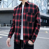 fall outfit men Spring and Autumn Plaid Long-Sleeved Shirt Men's Trendy Korean Style Handsome Slim Fit Autumn Men's Shirt Versatile Casual Men's Clothing