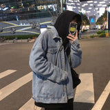 masc outfits Hong Kong Style Couple Retro Denim Jacket Men's Japanese Harajuku Style Trendy Loose Lazy Style Youth Jacket Korean Style