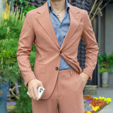 Orangehood homecoming outfits for guys New Men's Suit Suit Two-Piece Korean Style Slim Fit Business Casual Bridegroom Wedding