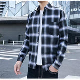 fall outfit men Spring and Autumn Plaid Long-Sleeved Shirt Men's Trendy Korean Style Handsome Slim Fit Autumn Men's Shirt Versatile Casual Men's Clothing