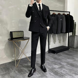 suit 2024 Korean-Style Slim-Fit Youth Suit Suit Suit Pants Ruffle Handsome Light Mature Coat Polo Collar Suit Suit Men