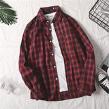 Orangehood mens clothing styles Colorful Plaid Couple Plaid Shirt Coat Long-Sleeved Shirt Youth Korean Casual Student Handsome Men's Shirt