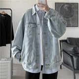 fall fits men Spring and Autumn Denim Coat Men's INS All-Matching Jacket Korean Style Student Fashion Loose Fashion Raccoon Top