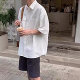 starboy outfit Short Sleeve Shirt Men's 2024 Summer New Korean Style Textured Casual Loose Half Sleeve Shirt BF Style Trendy Top