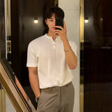 fall outfits men Lapel Short-Sleeved Polo Shirt Men's Summer T-shirt Korean-Style Slim-Fit Trendy 2024 New All-Match T-shirt Top