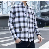 fall outfit men Spring and Autumn Plaid Long-Sleeved Shirt Men's Trendy Korean Style Handsome Slim Fit Autumn Men's Shirt Versatile Casual Men's Clothing