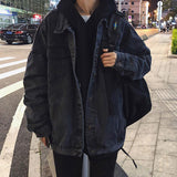 masc outfits Hong Kong Style Couple Retro Denim Jacket Men's Japanese Harajuku Style Trendy Loose Lazy Style Youth Jacket Korean Style