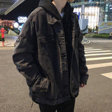 masc outfits Hong Kong Style Couple Retro Denim Jacket Men's Japanese Harajuku Style Trendy Loose Lazy Style Youth Jacket Korean Style