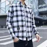 fall outfit men Spring and Autumn Plaid Long-Sleeved Shirt Men's Trendy Korean Style Handsome Slim Fit Autumn Men's Shirt Versatile Casual Men's Clothing