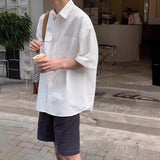 starboy outfit Short Sleeve Shirt Men's 2024 Summer New Korean Style Textured Casual Loose Half Sleeve Shirt BF Style Trendy Top