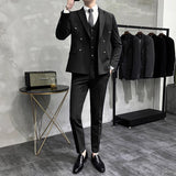 suit 2024 Korean-Style Slim-Fit Youth Suit Suit Suit Pants Ruffle Handsome Light Mature Coat Polo Collar Suit Suit Men