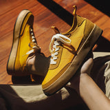 Orangehood New Korean Style Yellow Canvas Shoes Men Harajuku style Sneakers Ice Silk Breathable Vulcanized Shoes Men Casual Flat Sneakers