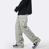 Orangehood Cargo Pants Men Zipper Oversize Wide Leg Trousers Male Streetwear Hip Hop Casual Korean Japanese Pocket Safari Style