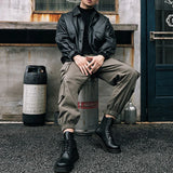 Orangehood Autumn Winter New Male Loose Casual Pockets Solid Color Cargo Pants Homme Fashion Harajuku Y2K All-match Trousers Men's Clothing