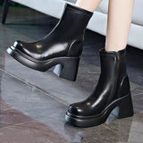 Orangehood Thick soled, thick heeled short boots for women, 2024 autumn and winter new Korean style fashionable mid length boots