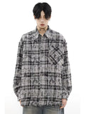 Orangehood Harajuku Plaid Shirts Coat Men Oversize Long Sleeve Men's Checkered Cardigan Blouses Male Japanese Streetwear Hip Hop