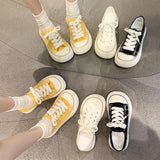 Orangehood 2024 Spring/Summer/Autumn New Thick Sole Round Head Canvas Shoes for Female Students Casual Korean Board Shoes