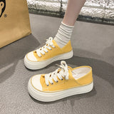 Orangehood 2024 Spring/Summer/Autumn New Thick Sole Round Head Canvas Shoes for Female Students Casual Korean Board Shoes