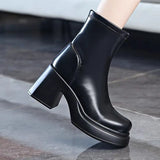 Orangehood Thick soled, thick heeled short boots for women, 2024 autumn and winter new Korean style fashionable mid length boots