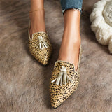 Orangehood Pointed Toe Korean Shoes Casual Female Sneakers Dress Flats Women Autumn 2024 Summer New Fall Leopard Rubber Med leopard Flock H