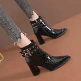 Orangehood Women's Fashion Boots 2024 Spring/Autumn/Winter New Korean Fashion Pointed High Heel Thick Heel Short Boots