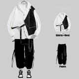 Orangehood Techwear Men's Sets Cargo Pants Men's Shirt Kit Long Sleeve Shirts Korean Streetwear Hip Hop Harajuku Spring