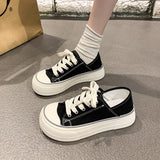 Orangehood 2024 Spring/Summer/Autumn New Thick Sole Round Head Canvas Shoes for Female Students Casual Korean Board Shoes