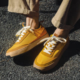 Orangehood New Korean Style Yellow Canvas Shoes Men Harajuku style Sneakers Ice Silk Breathable Vulcanized Shoes Men Casual Flat Sneakers