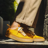 Orangehood New Korean Style Yellow Canvas Shoes Men Harajuku style Sneakers Ice Silk Breathable Vulcanized Shoes Men Casual Flat Sneakers