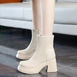 Orangehood Thick soled, thick heeled short boots for women, 2024 autumn and winter new Korean style fashionable mid length boots