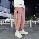 Orangehood   Cargo Pants Men's Fashion Loose Casual Pantalones Hombre Pink Hip Hop Sports Trousers Japanese Streetwear Black Sweatpants